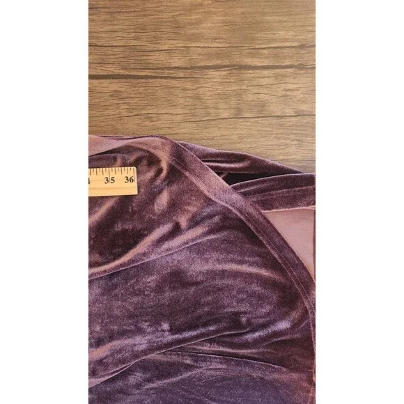 Cache Velvet Plum Purple Cocktail Midi Dress Side Ruched Size‎ 8 NWT - Picture 10 of 11